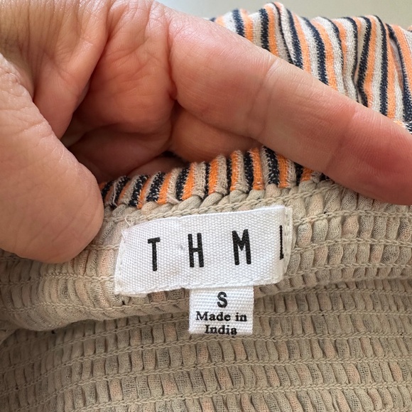 THML Striped Smocked Cotton Ruffle Mini Skirt | Size Small - Picture 5 of 8